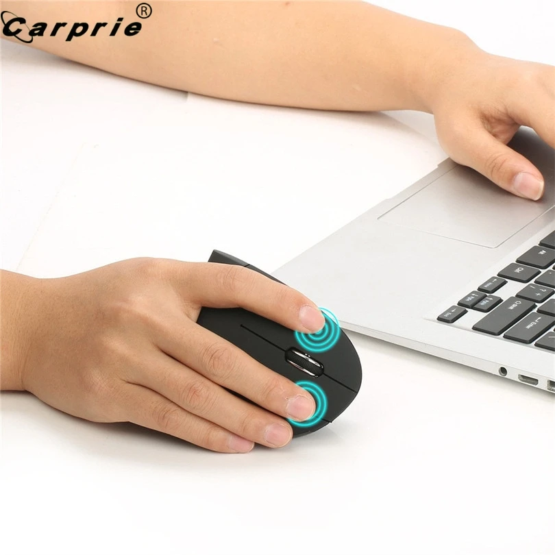 

CARPRIE 1pc 2.4G Wireless Vertical Healthy Mouse 6 Keys 2400 DPI ABS Gaming Mice Black Game Mouse for PC Laptop 90422