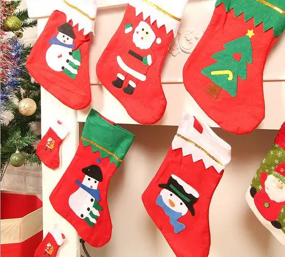 

50 шт. Мини рождественские чулки, носки, Подарочный пакет с Санта-Клаусом для конфет, украшение для рождественской елки, праздничное украшени...