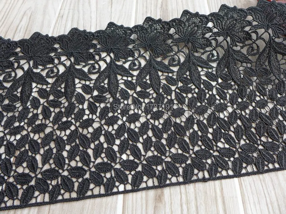 5 ярдов красивая кружевная тесьма с листьями для вязания крючком Черная ткань 20