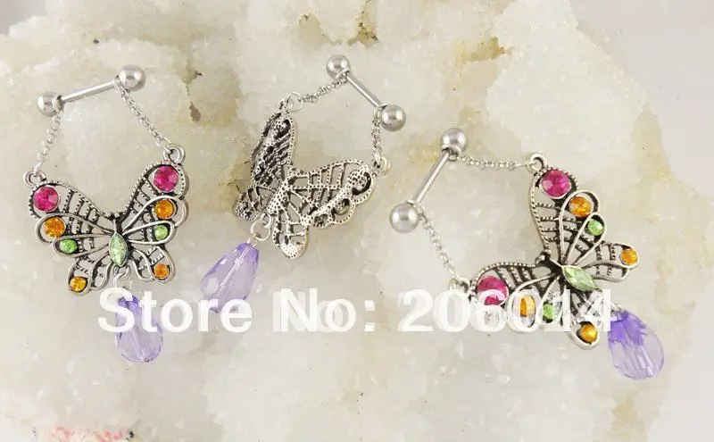 Кольцо для соски с бабочкой 6 шт./упаковка|body piercing jewelry|piercing jewelrynipple ring |