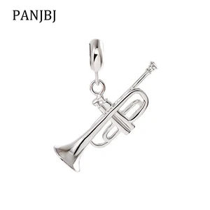 Новинка 100% стерлингового серебра 925 пробы бусины Шарм музыкальная труба кулон шармы Ювелирные изделия Fit браслет ожерелье DIY женские ювелирные изделия