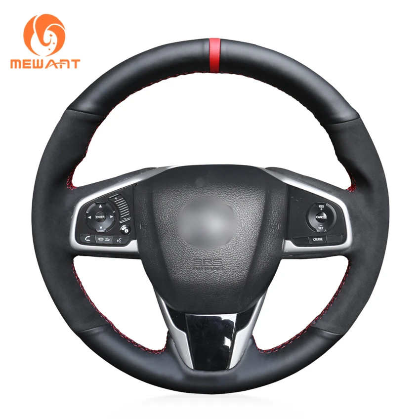 MEWANT черный замшевый чехол для руля ручной работы из натуральной кожи Honda Civic 10 CR V