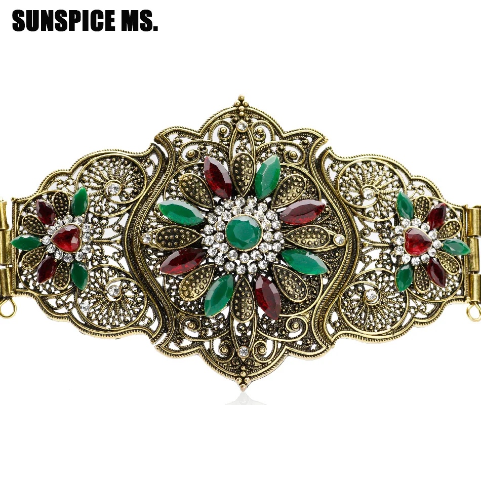 belt6088RETROGOLD SUNSPICE-MS женский пояс, стразы, этнические Свадебные украшения для тела, европейская традиционная цепочка на талию, Ретро стиль, золотой цвет - Цвет: belt6088RETROGOLD