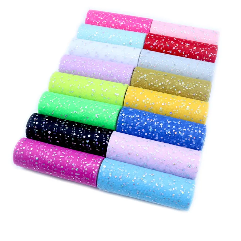 

Glitter Sequin Tulle Roll 15cm*9.1m Tulle Roll Spool Tutu Skirt Wedding Decoration Organza Laser DIY Birthday Party Supplies