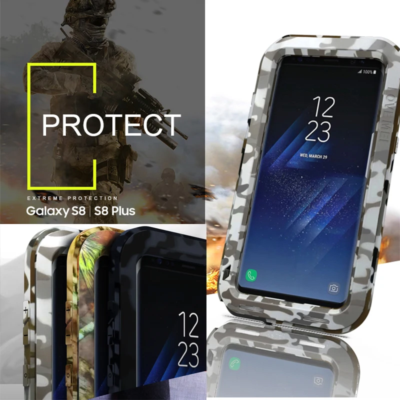 LOVE MEI Camo Metal Armor Case For Samsung Galaxy S8 Shockproof Waterproof for Plus Aluminum Military Heavy Duty Cover |