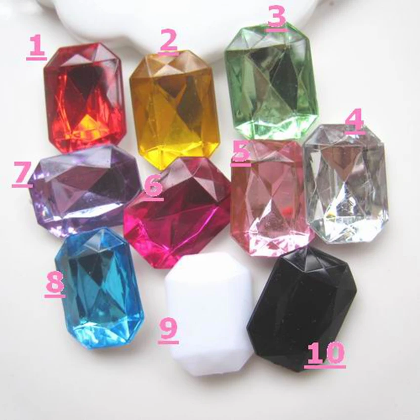

Jewelry Materials For Diy Decoration 13*18mm Without Flat Back 50pcs Mixed Colors Acrylic Rectangle Shape Rhinestone Gems