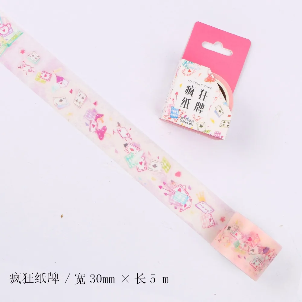 

30mm Wide Crazy Playing Cards Fairy Tale Fantasy Decoration Washi Tape DIY Planner Scrapbooking Diary Masking Tape Escolar