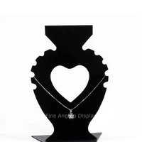 fashion black acrylic necklace display shelf stand heart shaped jewelry organizer box showcase pendant holder rack with hooks