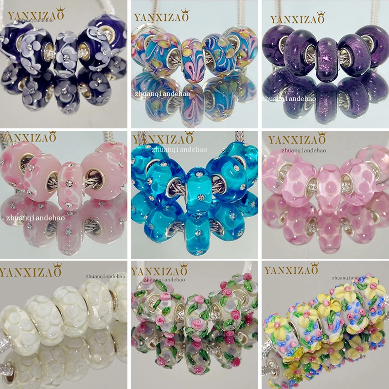 Yanxizao Lampwork Fit Pandora Круглые Подвески бусины для изготовления ювелирных изделий