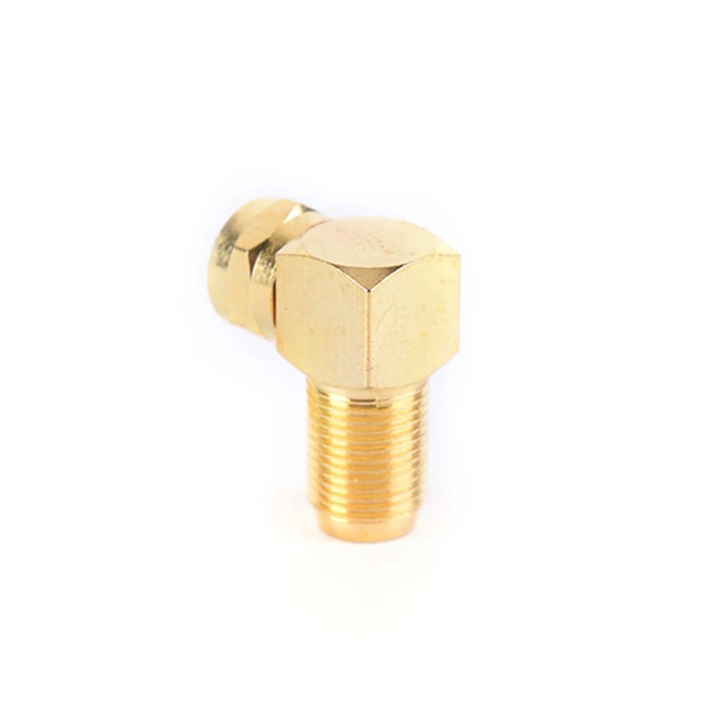 

1Pc Copper F connector Gilding Male Jack To RF SMA Brass Adapter Female Screw Thread Connector 90 Degrees English system