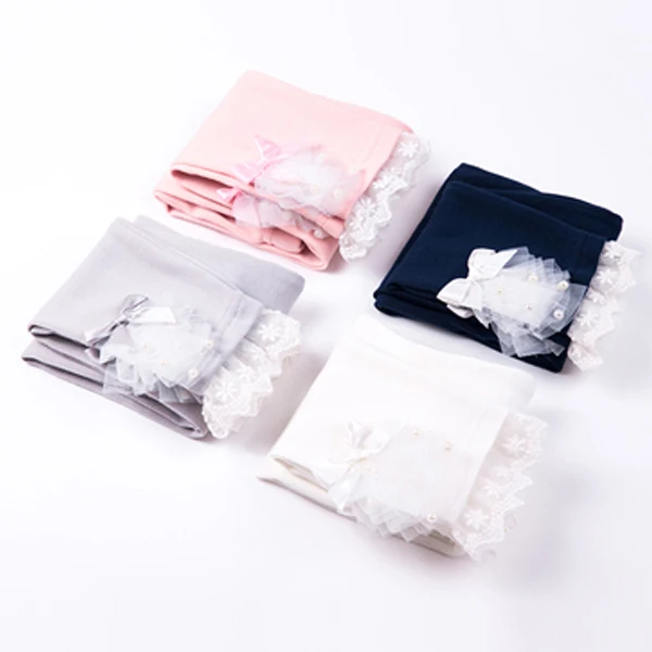 Детские хлопковые леггинсы с цветочным кружевом и бантом | Мать ребенок