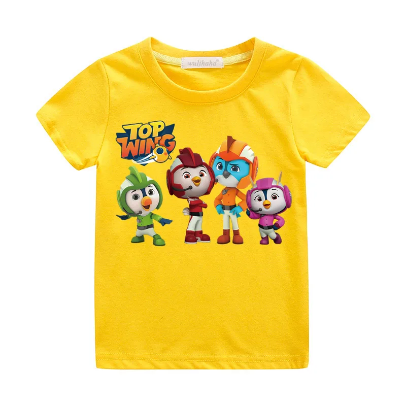 Yellow T-shirts Детские футболки с рисунком крыла летние футболки с короткими рукавами, топ, костюм повседневные футболки для мальчиков и девочек детская летняя одежда, ZA016 - Цвет: Yellow T-shirts