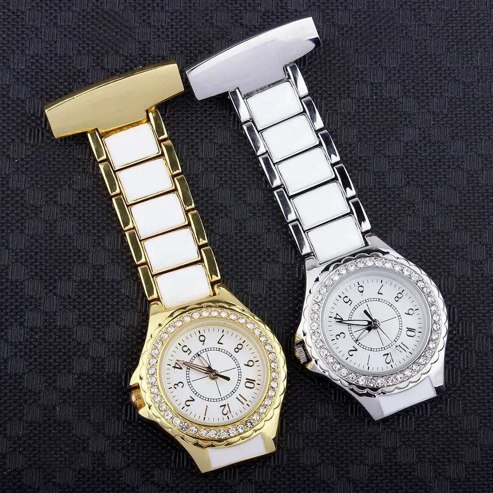 Роскошные золотые серебряные карманные часы с кристаллами Женские Аналоговые