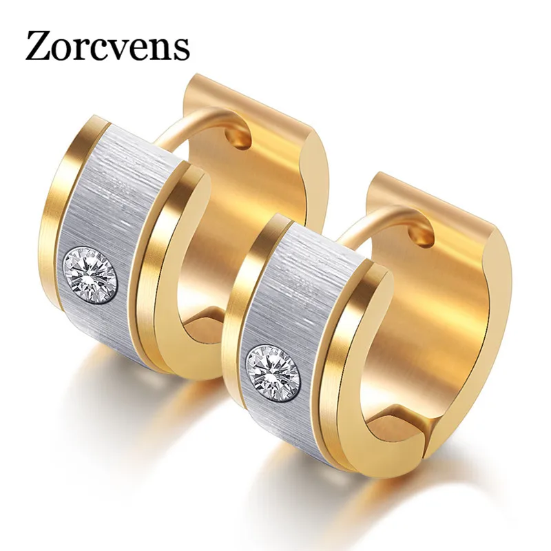 ZORCVENS классический бренд ювелирные изделия серебро и золото Цвет 316L нержавеющая сталь Циркон Кристалл серьги кольца для женщин