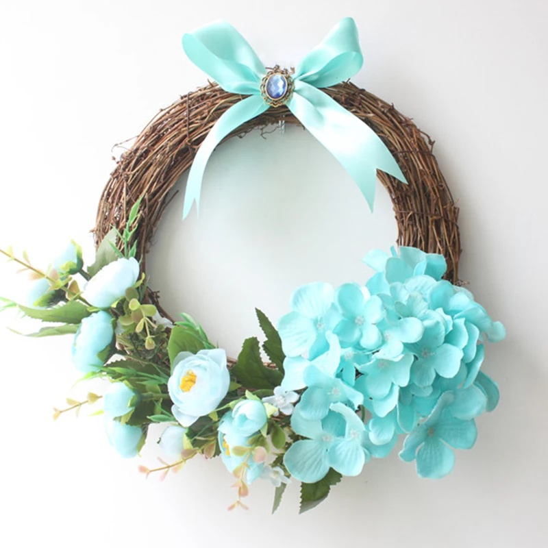

Rose Flower Artificial Garland Round Shaped Hanging Wreath Valentine's Day Home Decoration DIY Wedding Wall Party Hanging Decor