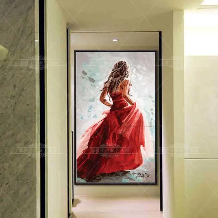 

Style Painting Wall Pianting Red Skirt Dancing Lady Girl Sexy Women Living Room Decor Canvas Painting Art Oil Painting