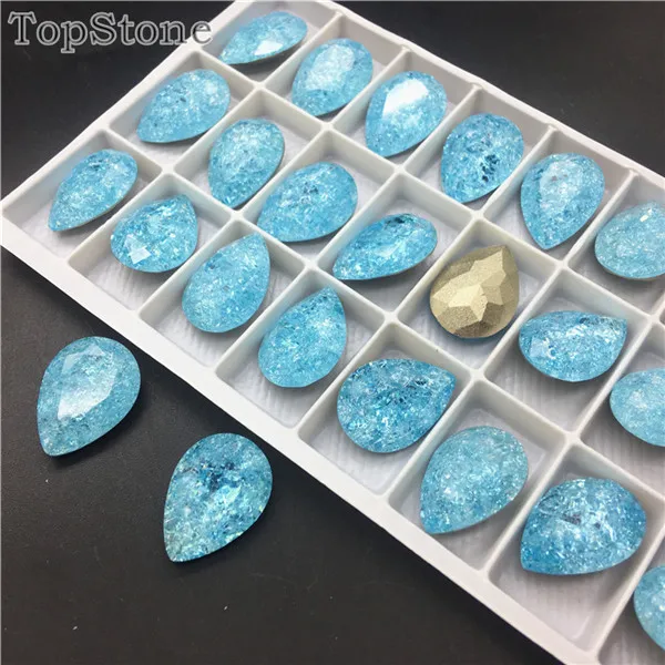 202IC Aquamarine TopStone 13X18 мм 10x14 мм K9 стекло хрустальный Ледяной цветок КАПЛЕВИДНАЯ заостренная задняя часть Необычные каменные капли хрустальные стразы - Цвет: 202IC Aquamarine