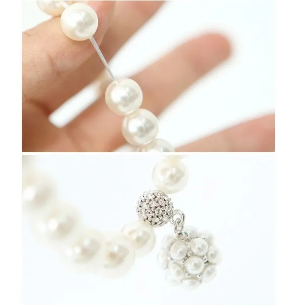 Fashion New Brand Crystal Adjustable Strench Bracelets Pulseras Charm Imitation Pearl Beads For Women Jewelry | Украшения и