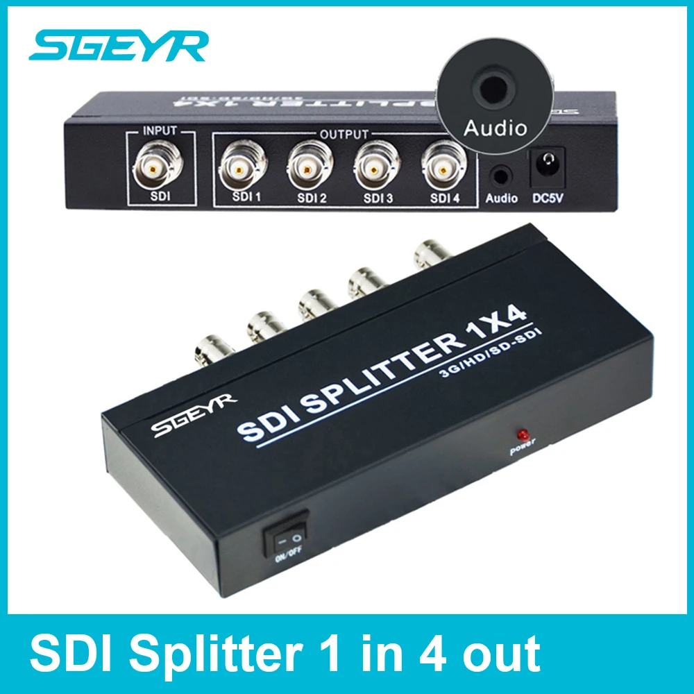 SGEYR SDI сплиттер 1x2 1x4 мультимедиа BNC 1 2 порта удлинитель 3 5 мм аудио выход для