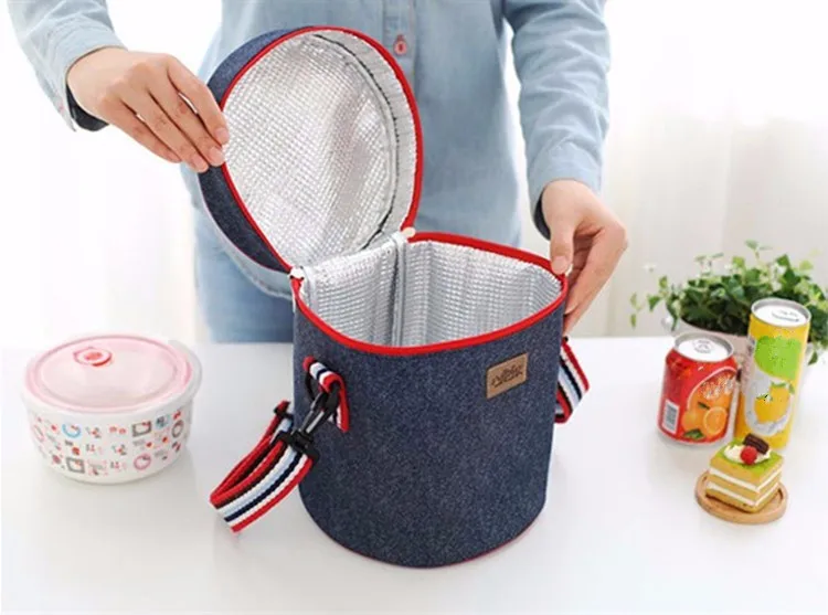Джинсовая сумка для ланча малыш Bento Box изолированный пакет напиток для пикника еда термальность заморозка для льда аксессуары для отдыха сумка органайзер вещи
