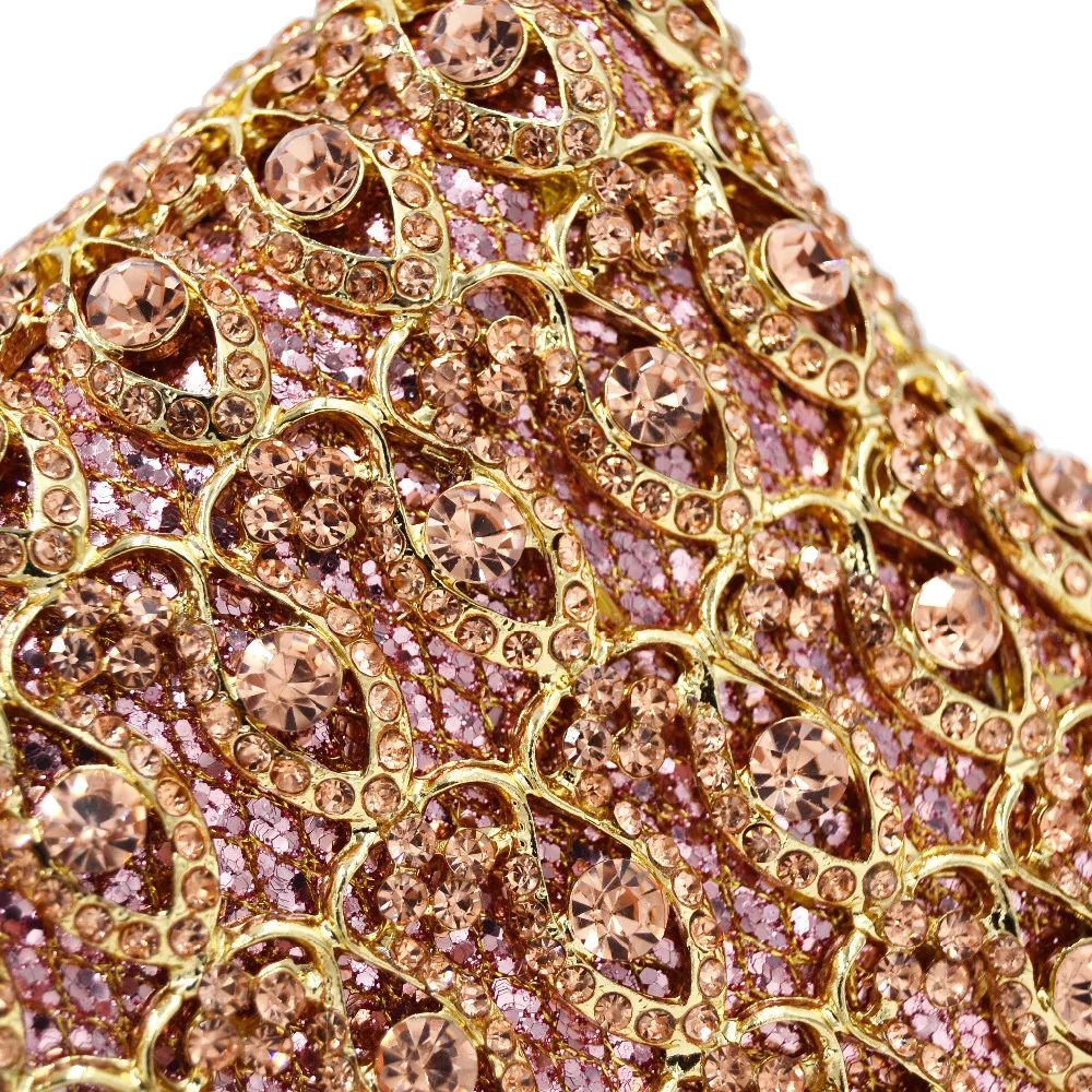 Свадебные вечерние сумки с кристаллами модные цвета шампанского женские