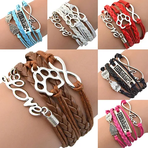 Женский браслет коса Bluelans с принтом Щенячий патруль и надписью Love|charm bracelet|bracelet