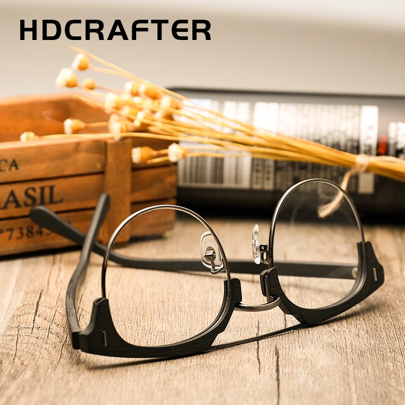 Оправа для очков HDCRAFTER мужчин и женщин винтажные круглые деревянные очки