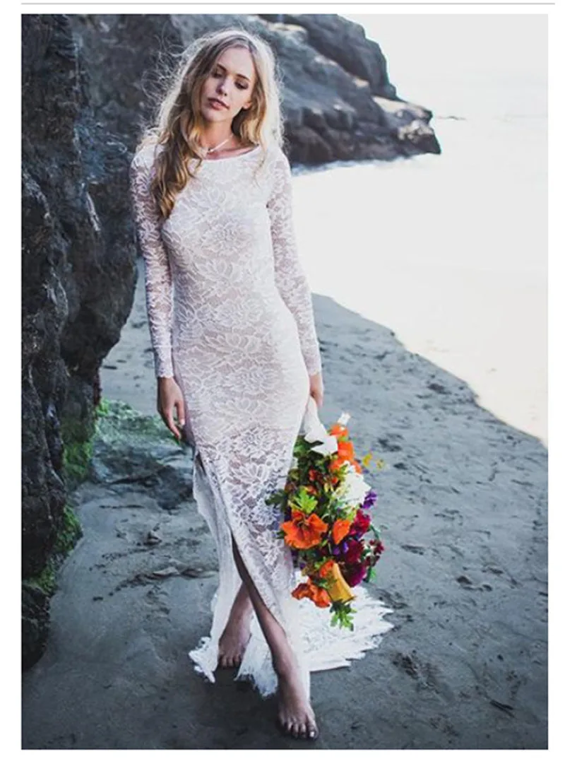 Платье для свадьбы LORIE Boho кружевное платье с длинным рукавом и Боковым Разрезом