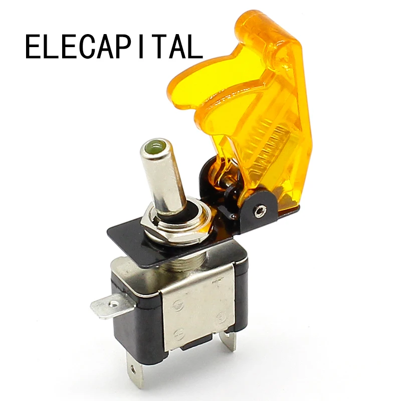 1шт Высококачественный Желтый 12V 20A Гоночный Автомобиль Грузовик Лодка Переключатель Вкл./выкл. с Светодиодной Кнопкой и Крышкой от Пыли.