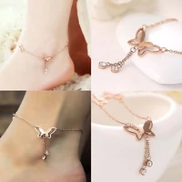 butterfly pendant anklets foot chain summer yoga beach leg bracelet handmade anklet gold color silver color jewelry