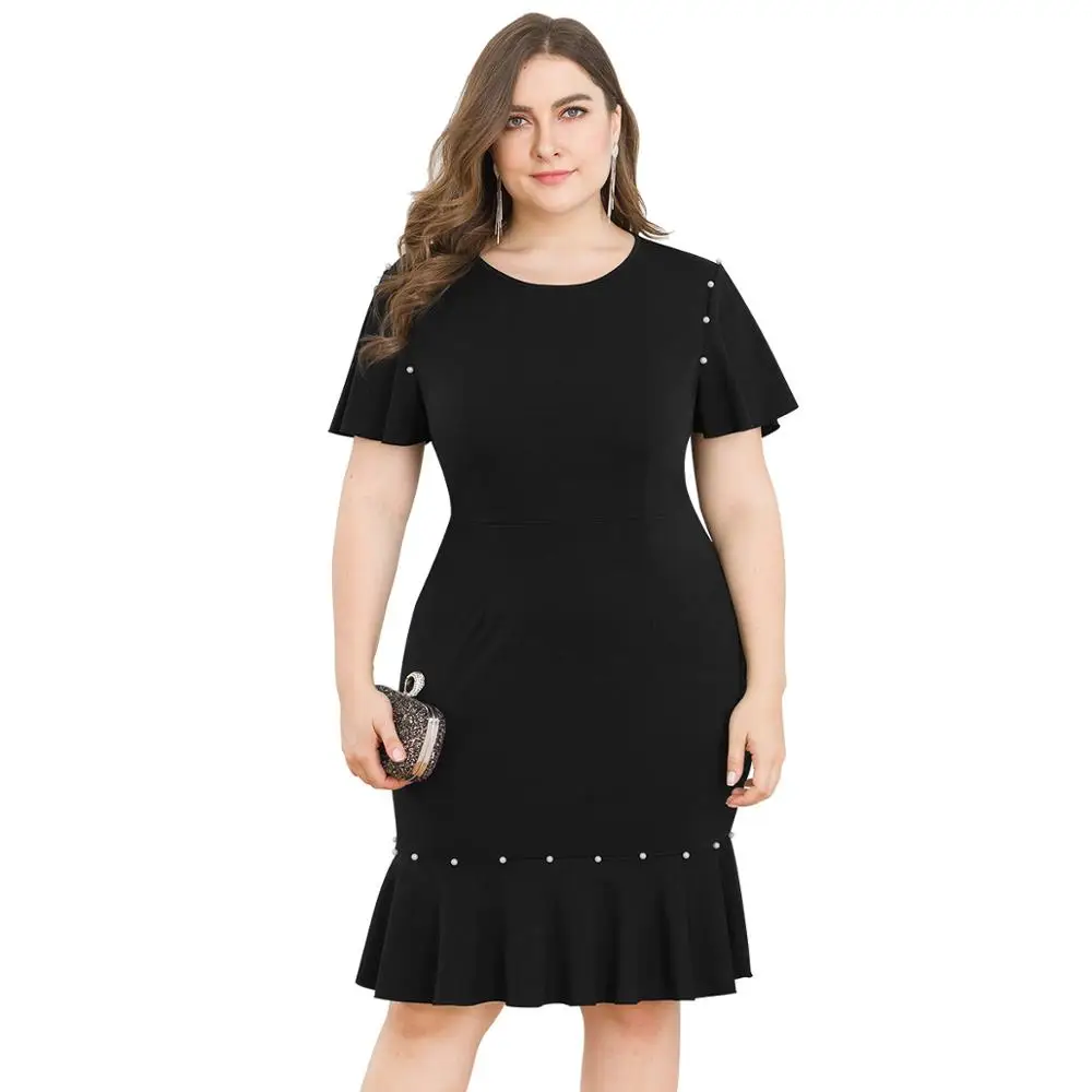 Vestidos de Festa/вечерние платья для женщин украшенные бисером черный короткий рукав