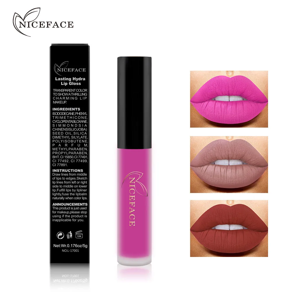 Водостойкая губная помада NICEFACE 1 шт. стойкая Матовая жидкая блеск для губ