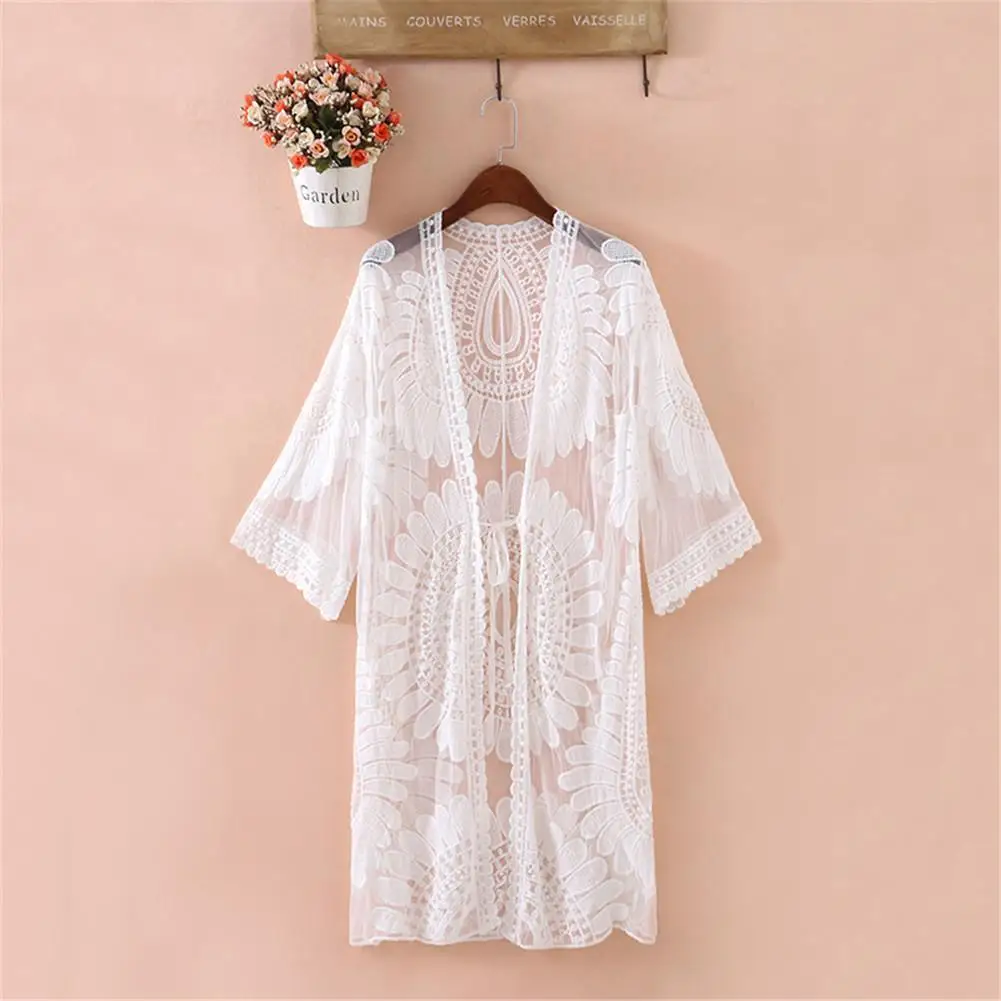Cover Flower Embroidery Bikini Swimming Suit Women Beach Sweater |