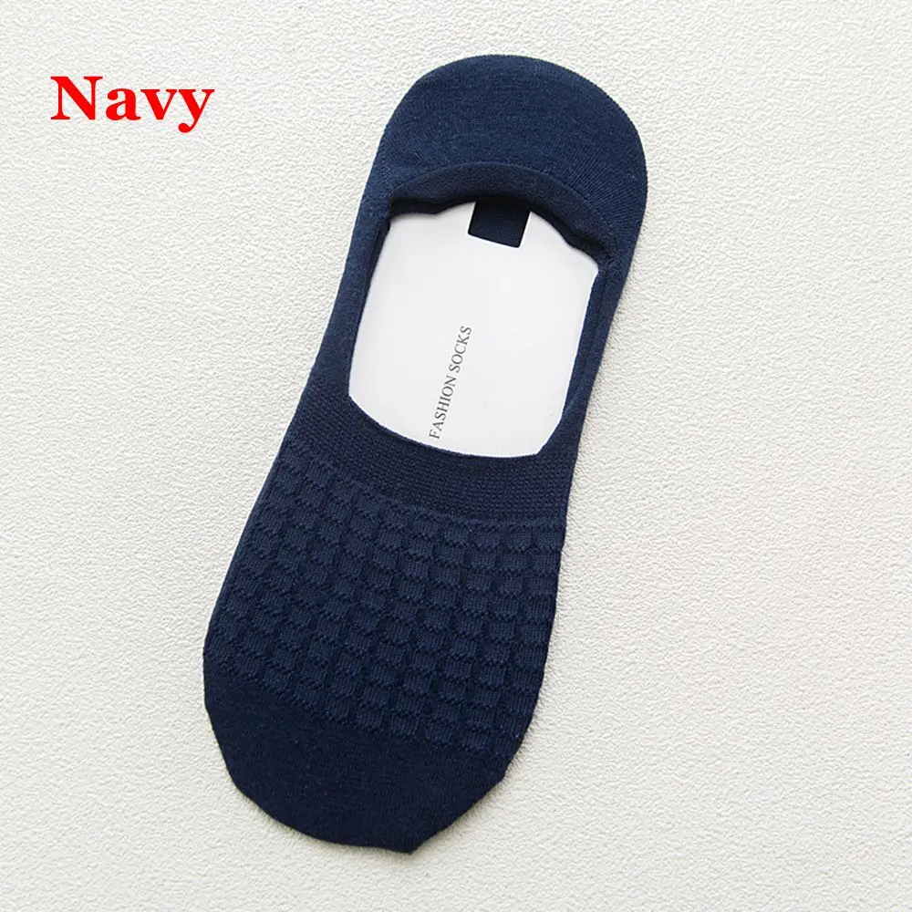 Navy Новые мужские носки-башмачки, Нескользящие невидимые носки, нескользящие носки с подкладкой, мягкие дышащие хлопковые чулки, летние короткие носки - Цвет: Navy