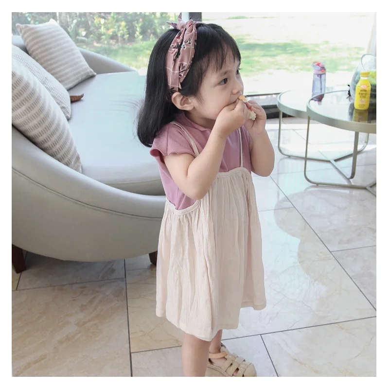 Летняя детская одежда платья для девочек детские поддельные комплект из двух
