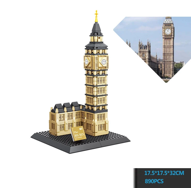 

Всемирно известная архитектура Биг-Бен-Лондон Англия Moc строительный блок Великобритания Элизабет башня кирпичи обучающая коллекция игрушек