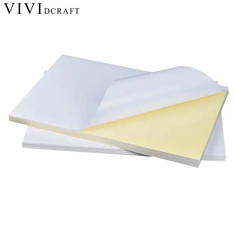 Vividcraft 50 Sheets Good Printing Quality Waterproof Self Adhesive A4 Blank White Paper Sticker Label for Laser Printer | Канцтовары