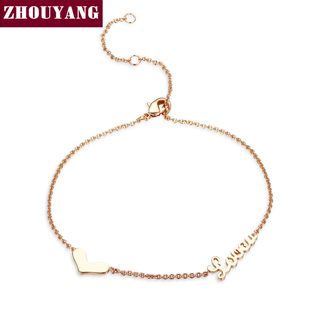 ZHOUYANG Высокое качество леди стиль сердце любовь розовое золото цвет модный браслет ZYH223