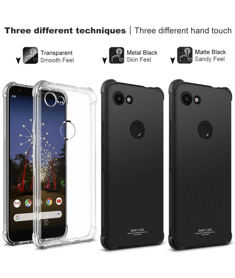 IMAK Для Google Pixel 3A Чехол ударопрочный противоударный мягкий ТПУ задняя крышка для Pixel 3A XL чехол с пленкой