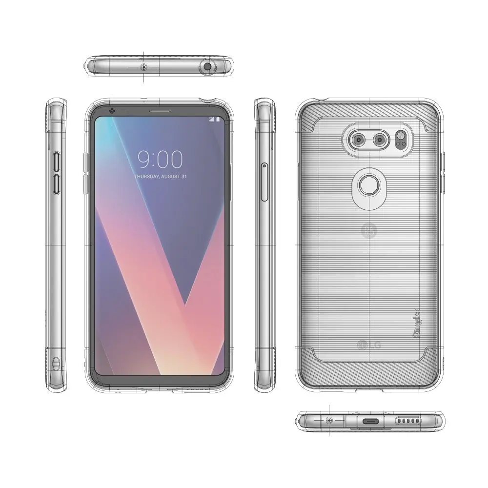 Ringke Air LG V30 чехол матовый металлический дизайн гибкий и тонкая отделка прочные