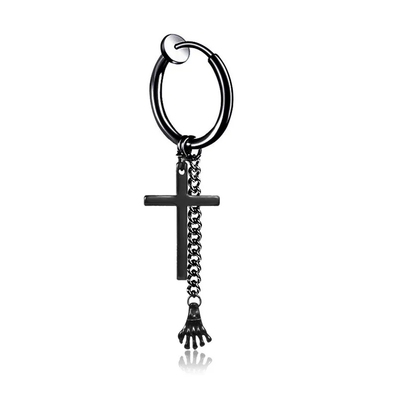 Серьги-клипсы мужские из титановой стали цепочка в стиле панк/хип-хоп/рок