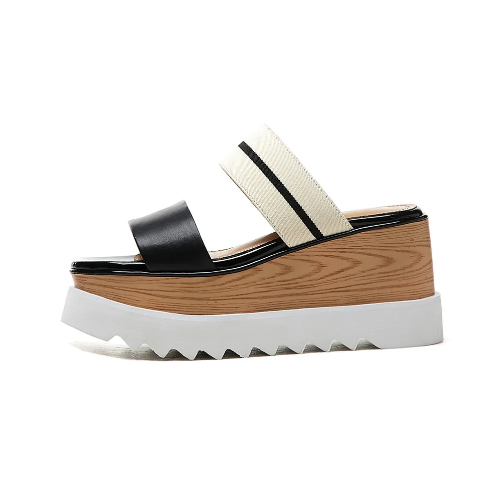 DORATASIA New Fashion Genuine Leather Shoes Ladies Wedges High Heels Flat Platform Woman Casual Party Summer Slippers | Обувь