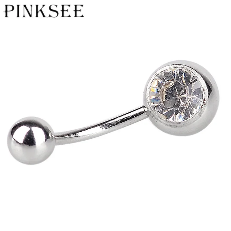 Пирсинг для пупка из хирургической стали PINKSEE 2 шт. однокристальные кольца Стразы