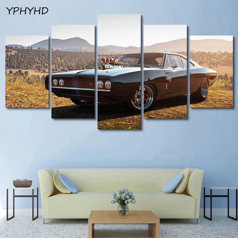 YPHYHD 5 шт. 1970 Dodge Charger RT холст картина картины модульная печать художественное