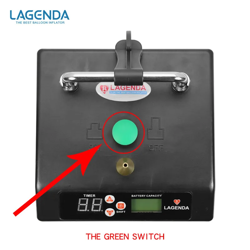 Металлические сопла и зеленый переключатель для моделирования воздушного