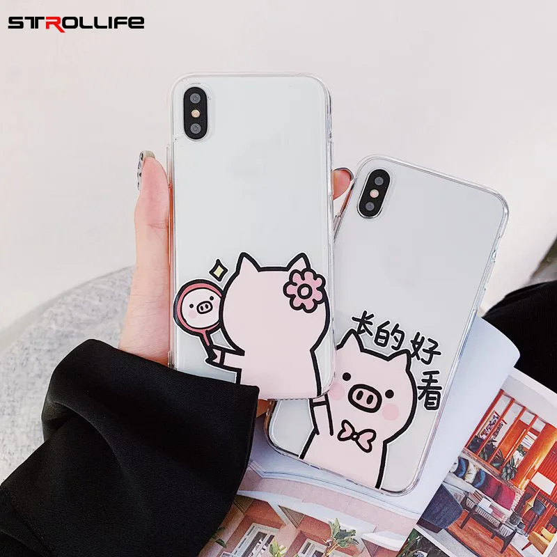 Чехол для iPhone X XS Max XR с забавным рисунком поросенка из мультфильма милый чехол