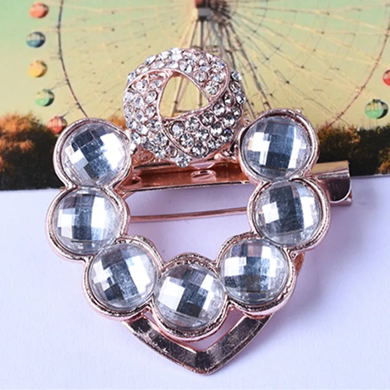 Горячая продажа двойного назначения брошь из горного хрусталя в виде сердца