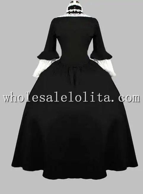 Готический черно белый хлопок Англия Викторианский стиль|victorian era dresses|victorian erablack