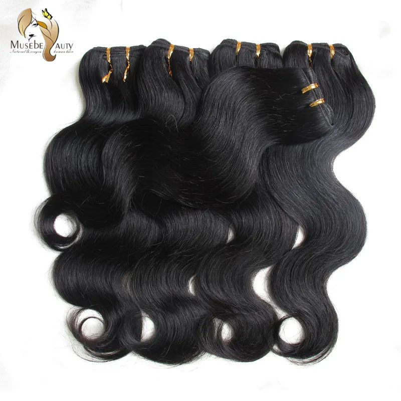 Indian Virgin Hair Body Wave Soft Human Shiny&ampHealthy Products 6pcs/lot Color #1b Weft Free Shipping |