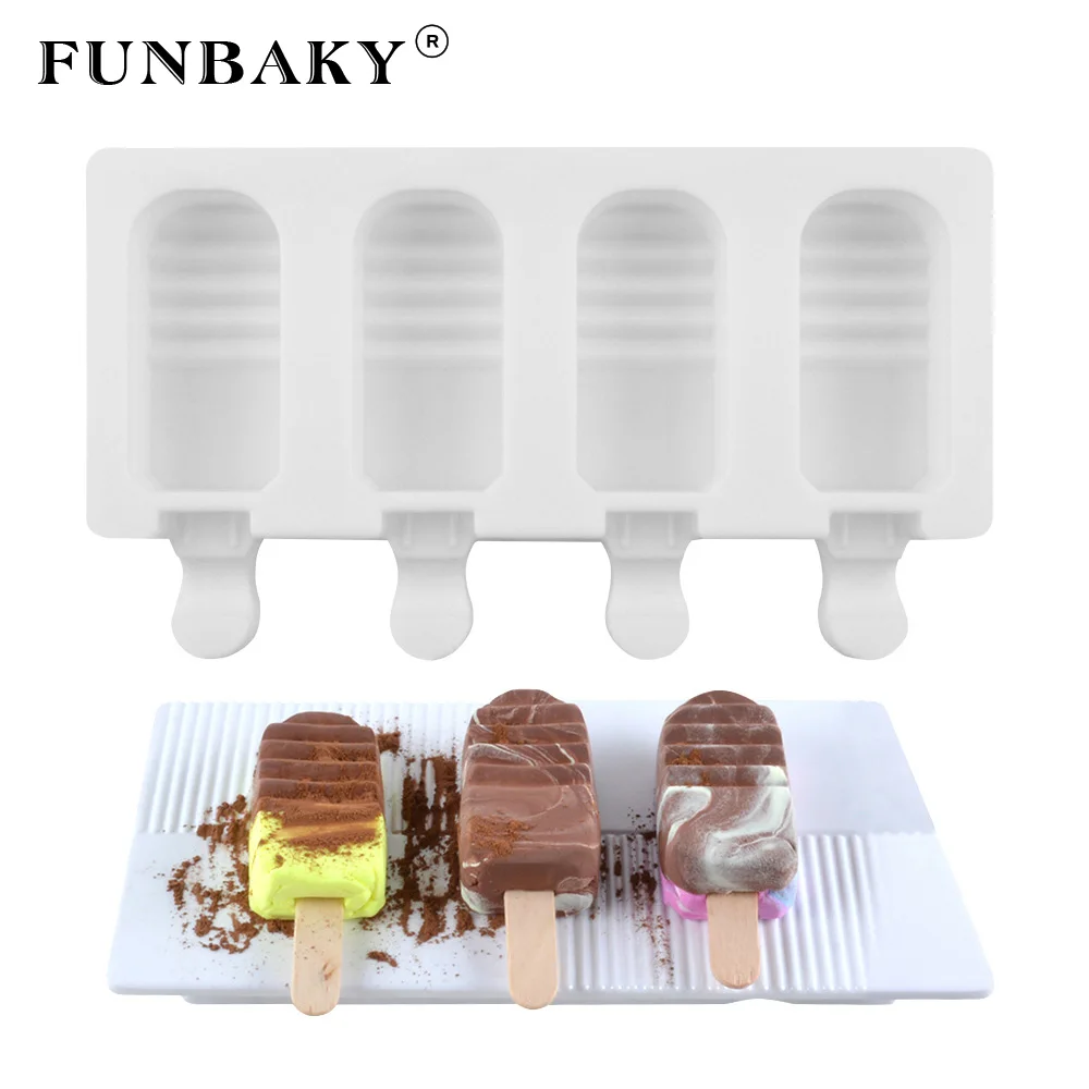 FUNBAKY формы для мороженого силиконовые Popsicle Forzen вечерние деревянные палочки